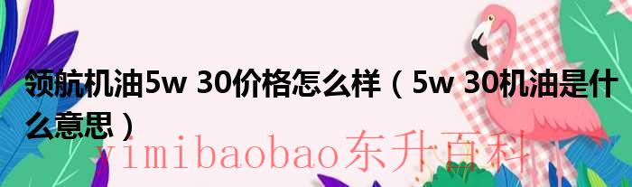 领航机油5w 30价格怎么样（5w 30机油是什么意思）