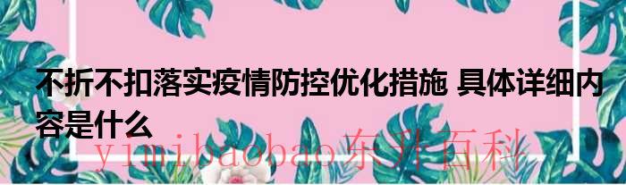 不折不扣落实疫情防控优化措施 具体详细内容是什么