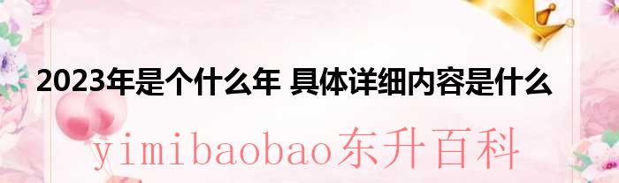 2023年是个什么年 具体详细内容是什么