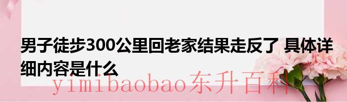 男子徒步300公里回老家结果走反了 具体详细内容是什么