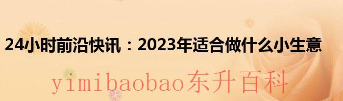24小时前沿快讯：2023年适合做什么小生意