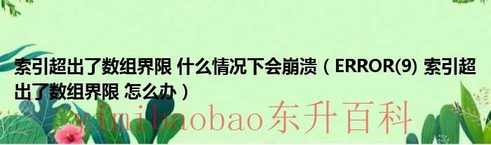 索引超出了数组界限 什么情况下会崩溃（ERROR 9 索引超出了数组界限 怎么办）