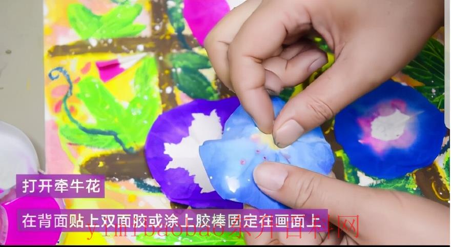 儿童画牵牛花的画法 创意少儿美术/剪贴画/水粉/创意儿童画：牵牛花