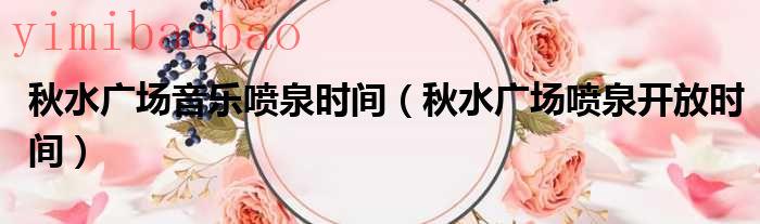 秋水广场喷泉最高多少米（秋水广场喷泉）