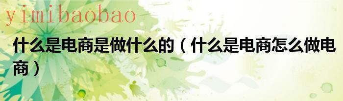 什么是电商平台（什么是电商?）