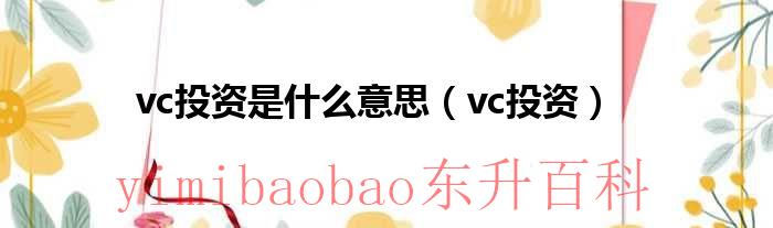 vc投资人指的是哪些人 vc是什么投资方式