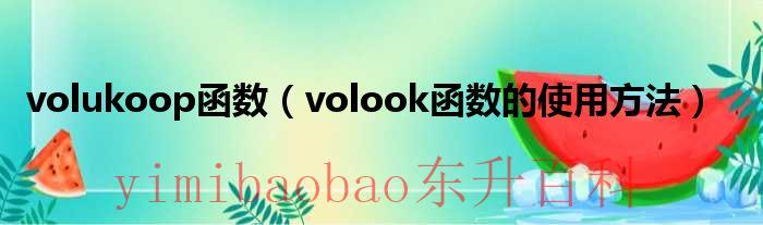 volkoop函数公式视频 volokap函数