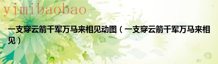 一支穿云箭千军万马来相见下一句接什么（一支穿云箭千军万马来相见下一句接什么）