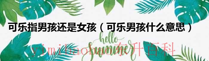 可乐是男孩,雪碧是女孩 可乐指男孩还是女孩子