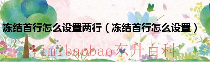 冻结首行怎么冻结 冻结首行怎么设置两行内容