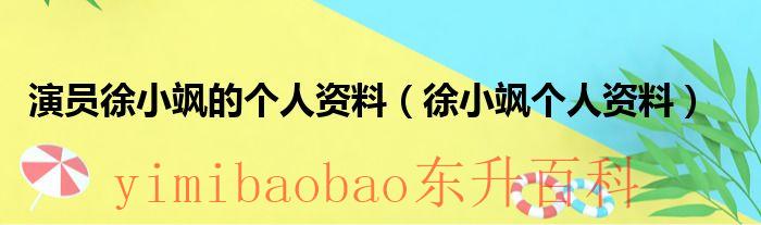 电视剧演员徐小飒资料 演员徐小飒的作品