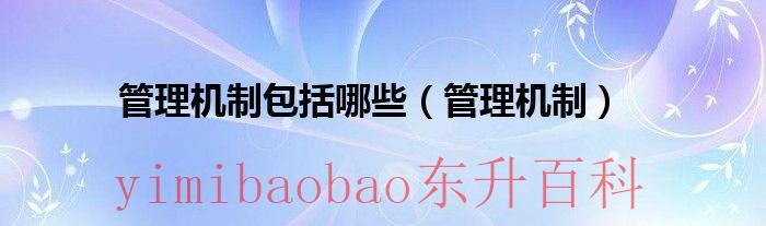 管理机制的构成是怎样的 管理机制指的是什么