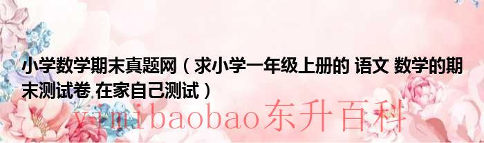 小学数学期末考试试卷 小学数学期末总结