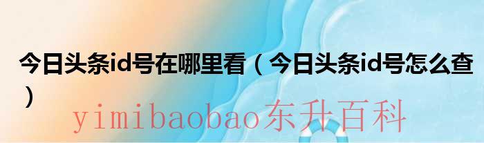 今日头条的用户名是唯一的吗 今日头条的id在哪里看