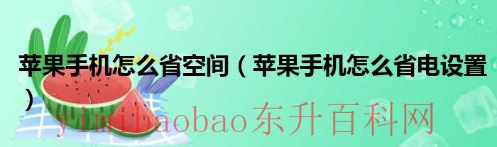 iphone怎么省内存（苹果手机怎么设置省空间）
