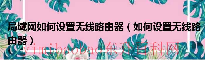 局域网设置无线路由器（局域网如何设置无线路由）