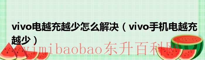 vivo手机充电越充越少是怎么回事（vivo手机充电越充越少是怎么回事）