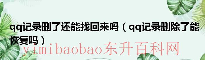 qq记录删了还能查出来吗（qq聊天记录删除可以恢复吗）