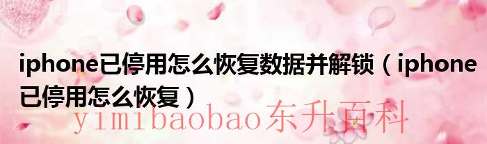 iphone已停用怎么解决开锁 iphone已停用怎么恢复没有电脑