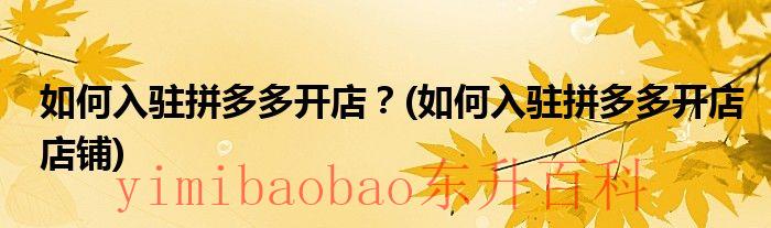 如何入驻拼多多? 怎么能入驻拼多多