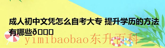成人初中文凭怎么升本科 成人初中文凭怎么自考学历