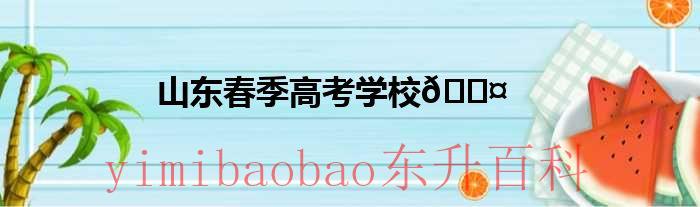 山东春季高考学校