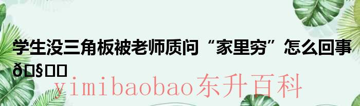 没有三角板怎么办 学生没三角板被老师质疑穷