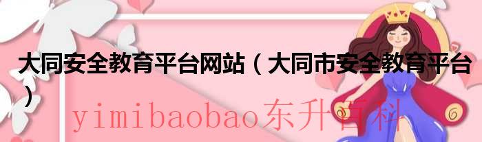 大同安全教育平台网站登录入口 大同安全教育平台登录入口官网