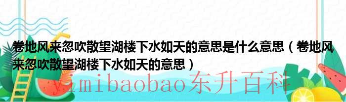 风来忽吹散望湖楼下水如天 风来忽吹散望湖楼下水如天小练笔