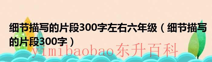 细节描写片段300字初一 细节描写片段300字左右初中