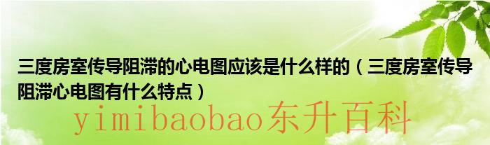 房室传导阻滞症状 房室传导阻滞首选用药