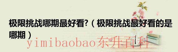 极限挑战第六季第四期在线观看免费 极限挑战哪期最好玩