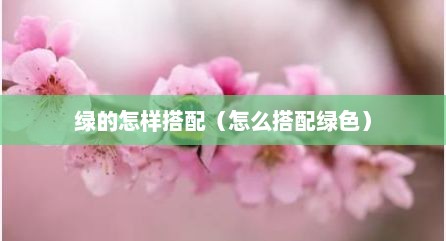绿的怎样搭配（怎么搭配绿色）